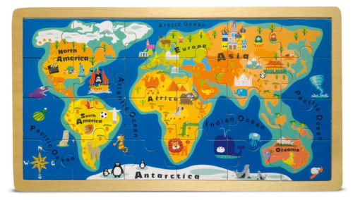 World map framed puzzle